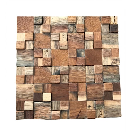 Ekena Millwork Belmont Boat Wood Mosaic Wall Tile, Natural Finish, 11 7/8"W x 11 7/8"H x 1/2"P WPW12X12BLMENA